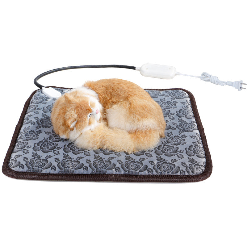 Heated pet mat for dog or cat resting area