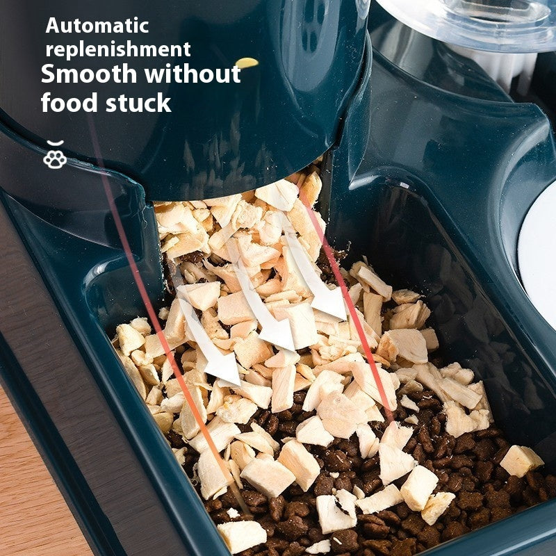 Compact cat food and water feeding bowl